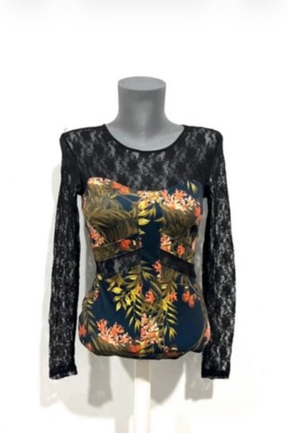 Blusa Guess Manga Larga Encaje Estampado