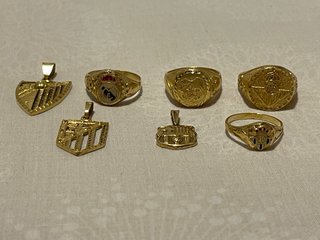 Lote 7 Piezas Oro 18K - colgantes y anillos
