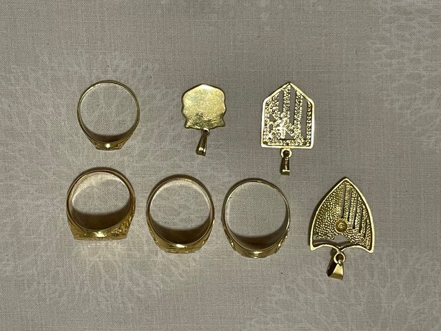 Lote 7 Piezas Oro 18K - colgantes y anillos
