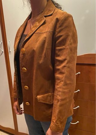 Giacca in vera pelle donna marrone