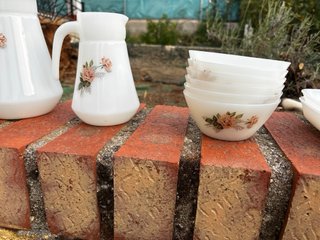 Vajilla Duralex Opal Vintage Flores Rosas