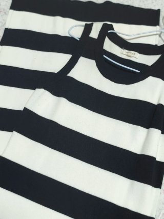 Vestido largo rayas blanco y negro TALLA S/M