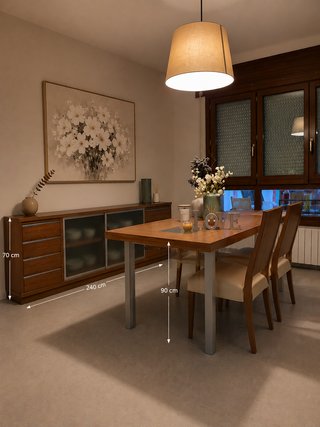 Salón roble macizo (mesa, sillas y vajillero)