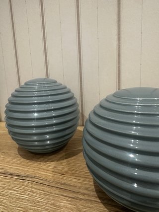 2 Bolas Decorativas Cerámica Azul Grisáceo