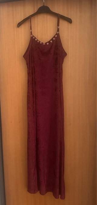 Vestito vintage velluto bordeaux donna