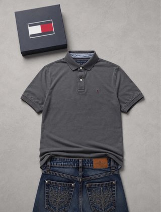 Polo Tommy Hilfiger Vintage Gris Talla L