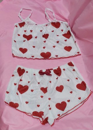 Pijama Tirantes Corazones Blanco y Rojo