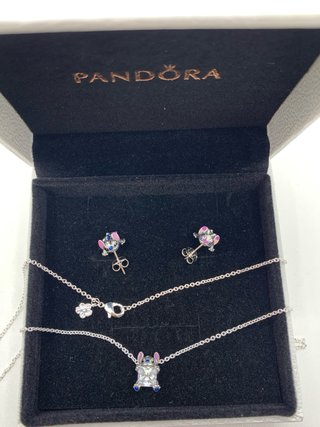 Conjunto Pandora Collar y Pendientes Stitch