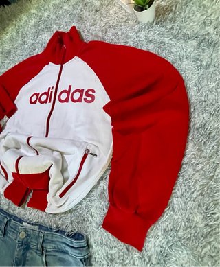 Sudadera vintage Adidas Roja y Blanca talla M Y2K