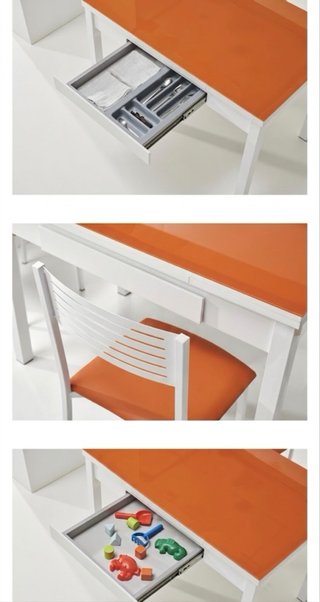 Mesa Cocina Extensible Cristal Naranja