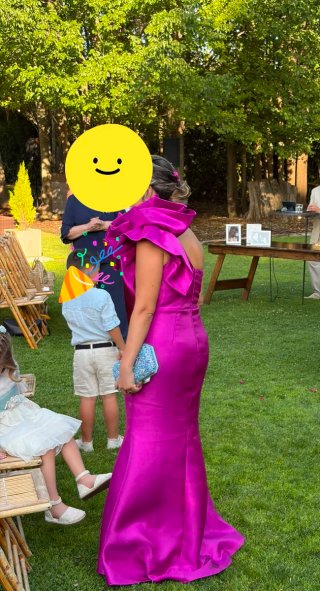 Vestido fiesta rosa con flor
