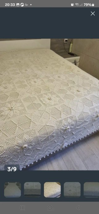 Colcha de ganchillo hecha a mano para cama de 1.35
