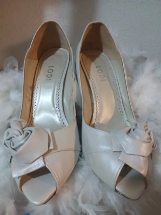 Zapatos de fiesta/boda peep toe beige