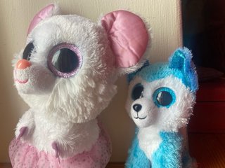 3 pelúcia TY Bailarina e cão azul+oferta de gato