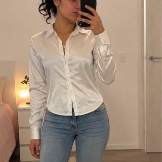 Camisa de satén blanca