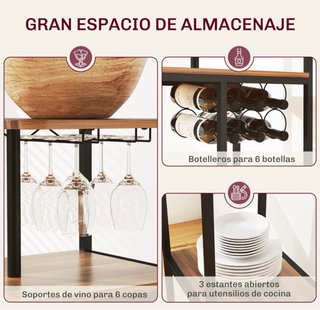 Mesa de Bar con Estantes y Sillas