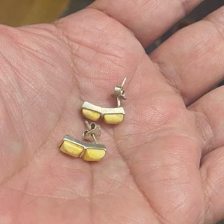 Pendientes vintage de plata y ámbar, Rusia 1970s