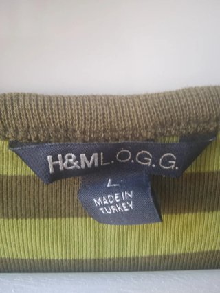 Camiseta H&M rayas verde y marrón