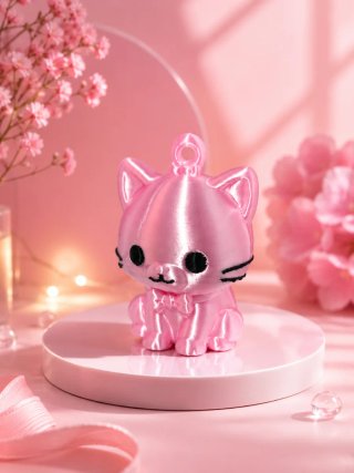 Gatinho Rosa Kawaii - Chaveiro/Pingente