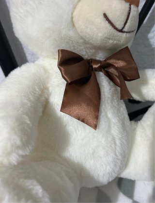 Peluche Oso Blanco con Lazo Marrón