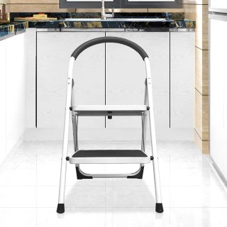 Escalera Plegable Acero 2 Peldaños, Nueva