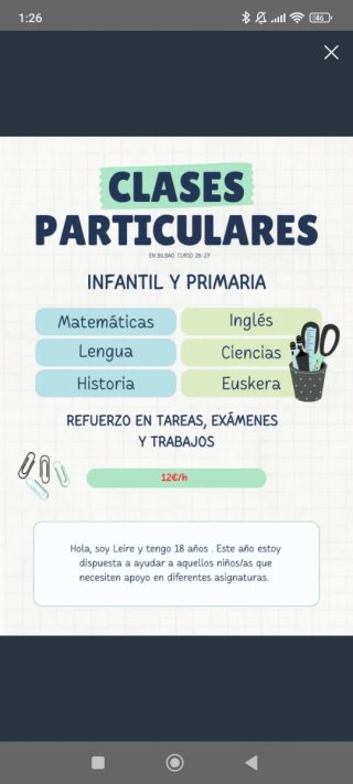 Clases particulares en Bilbao/Santutxu