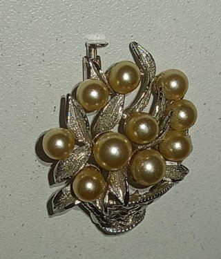 Broche Vintage Perlas Cesta Años 50/60