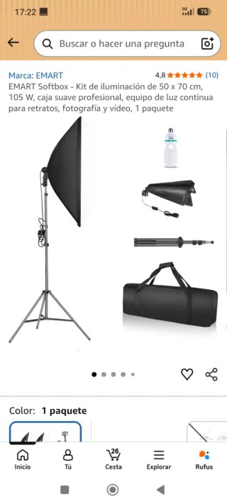 Kit Iluminación Softbox EMART 50x70cm 105W