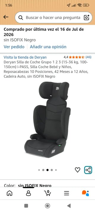 Asiento coche Deryan sin ISOFIX Negro