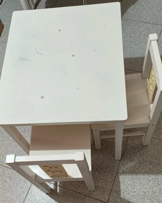 Mesita y Sillas Infantiles Madera Blanca