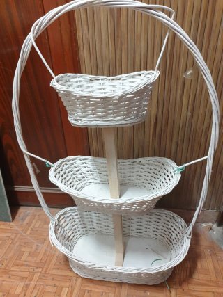 Cestas de mimbre blancas 3 niveles