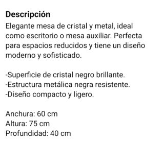 Escritorio cristal y metal negro