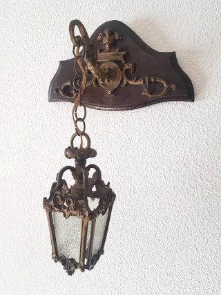 Farol de pared madera y metal