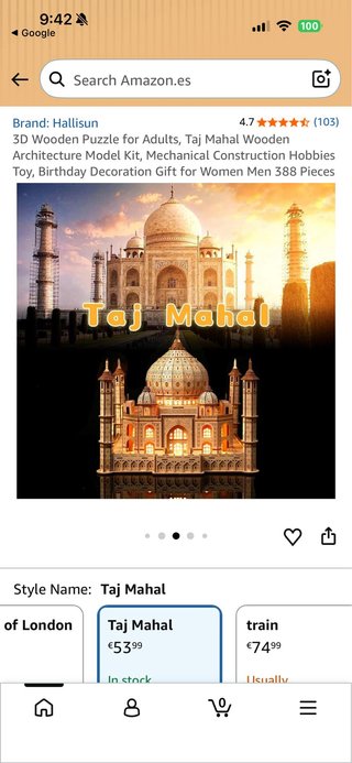Puzzle 3D Taj Mahal Madera 388PCS