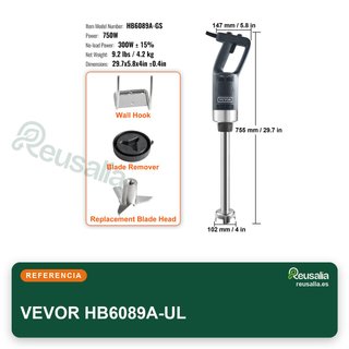 VEVOR batidora mano 750W acero inoxidable