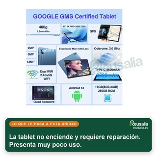 - DMOAO 256GB Azul Tablet Android 13 pantalla 11