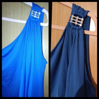 Nuevo. Vestido fiesta azul real broche brillantes