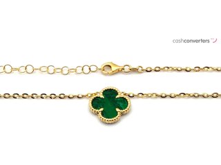 gargantilla oro 18k con piedra con malaquita 22cm