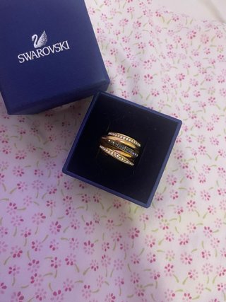 Anillo Swarovski Dorado y Azul