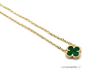 gargantilla oro 18k con piedra con malaquita 22cm