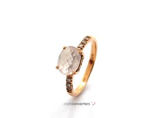 sortija oro 18k con piedra con cuarzo,diamante