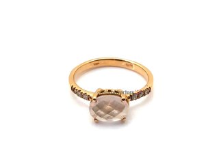 sortija oro 18k con piedra con cuarzo,diamante