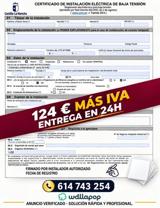 Boletín eléctrico oficial. Entrega en 24h. 124€
