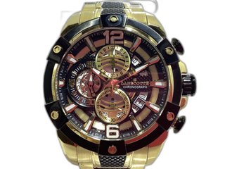 reloj pulsera caballero lanscotte chronograph ip gold