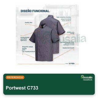 Portwest C733 chaqueta chef unisex bolsillo