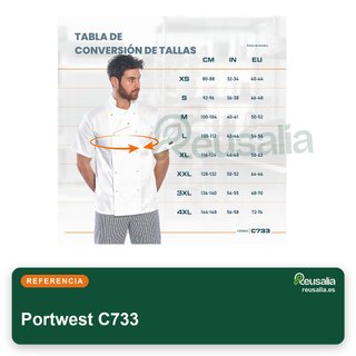 Portwest C733 chaqueta chef unisex bolsillo