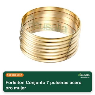 Conjunto 7 pulseras acero oro mujer