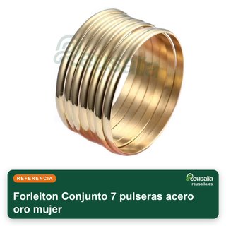 Conjunto 7 pulseras acero oro mujer