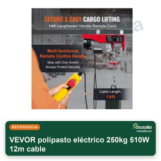 VEVOR polipasto eléctrico 250kg 510W 12m cable