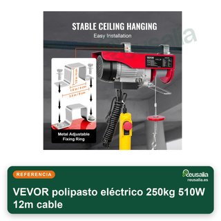 VEVOR polipasto eléctrico 250kg 510W 12m cable